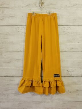 ​Matilda Jane Size 10 Mustard Yellow Triple Tier Ruffle Pants Play Condition PC
